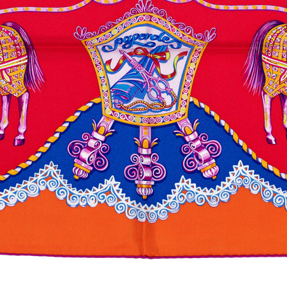 Hermes Silk Scarf Paperoles - Red Orange - NWCT - 2404272037