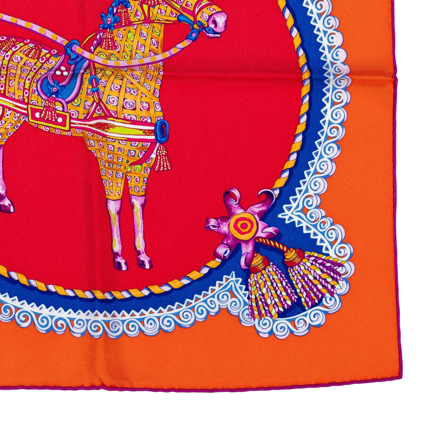 Hermes Silk Scarf Paperoles - Red Orange - NWCT - 2404272037