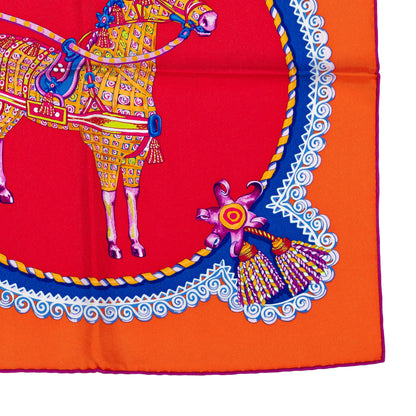 Hermes Silk Scarf Paperoles - Red Orange - NWCT - 2404272037