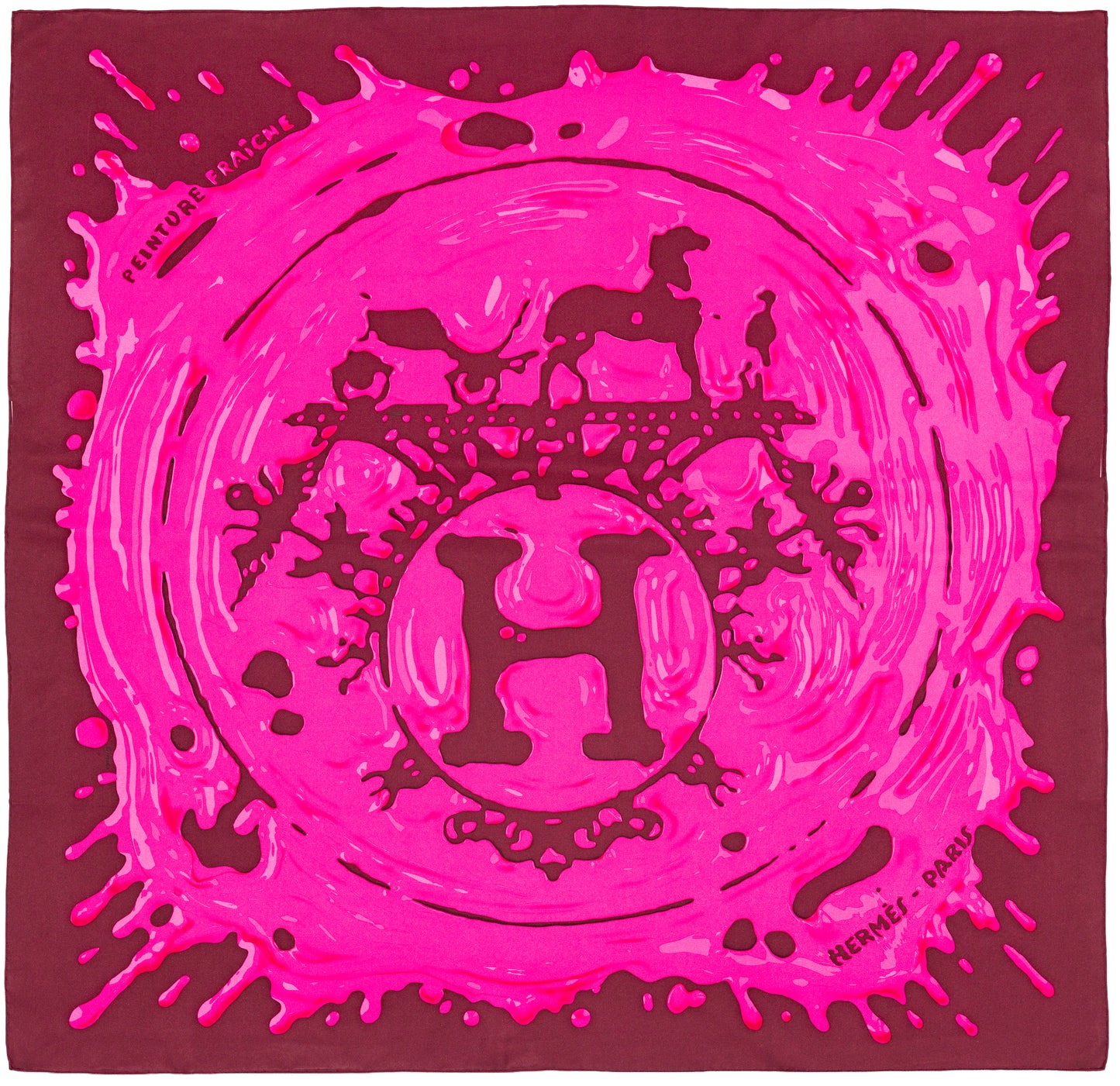 Hermes Scarf 90 Peinture Fraiche - Pink Aubergine - MWCT - 2601231331