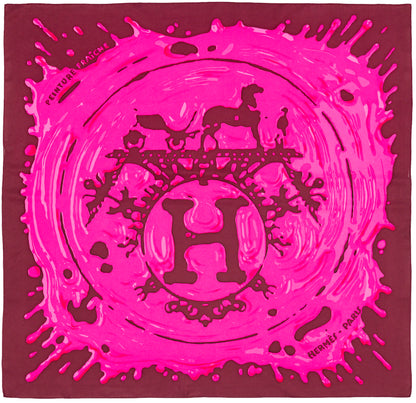 Hermes Scarf 90 Peinture Fraiche - Pink Aubergine - MWCT - 2601231331