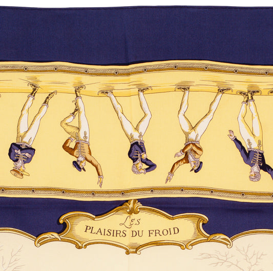 Hermes Silk Scarf Les Plaisirs Du Froid - Blue - EXCWOCT - 1201011848