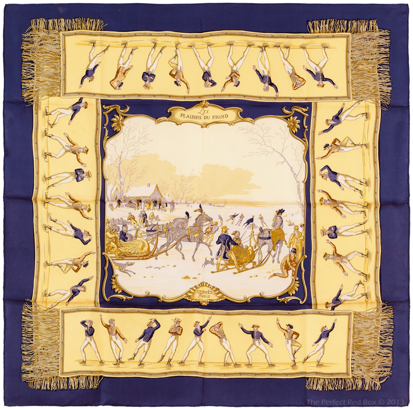 Hermes Silk Scarf Les Plaisirs Du Froid - Blue - EXCWOCT - 1201011848