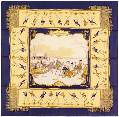 Hermes Silk Scarf Les Plaisirs Du Froid - Blue - EXCWOCT - 1201011848