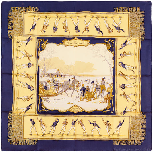 Hermes Silk Scarf Les Plaisirs Du Froid - Blue - EXCWOCT - 1201011848