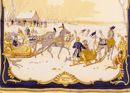 Hermes Silk Scarf Les Plaisirs Du Froid - Blue - EXCWOCT - 1201011848