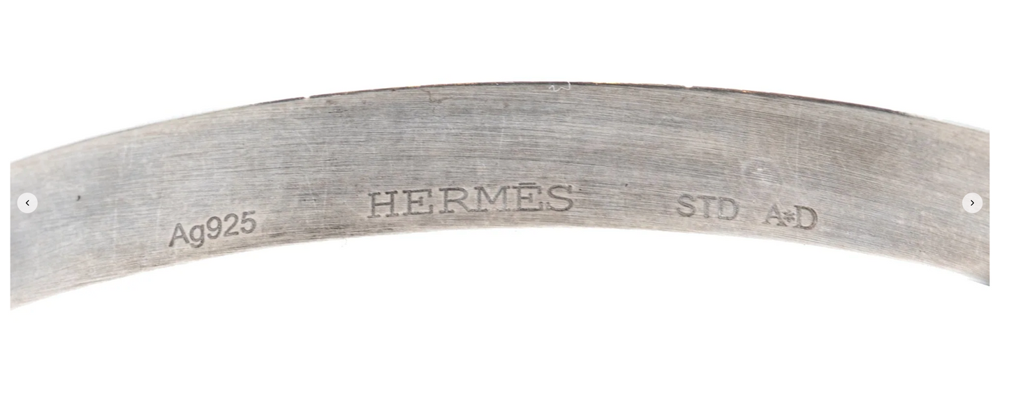 Bracelet Cartouche H - Solid Silver 925 - Veau Leather - 65-8mm - NWOTS 2402102101