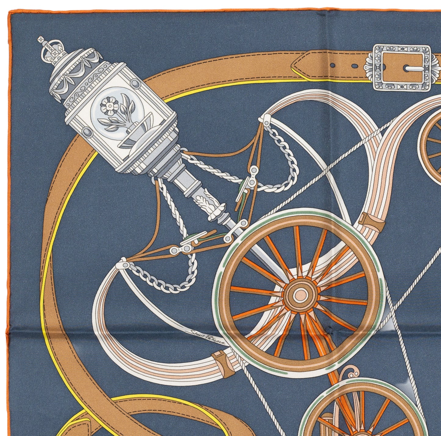 Hermes Silk Scarf Stately Wheels - Bleu Ardoise Blanc - NWSTS - 2604131738