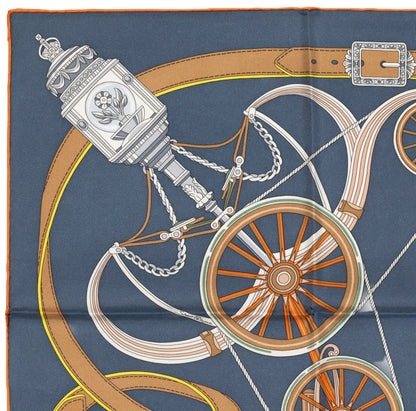 Hermes Silk Scarf Stately Wheels - Bleu Ardoise Blanc - NWSTS - 2604131738