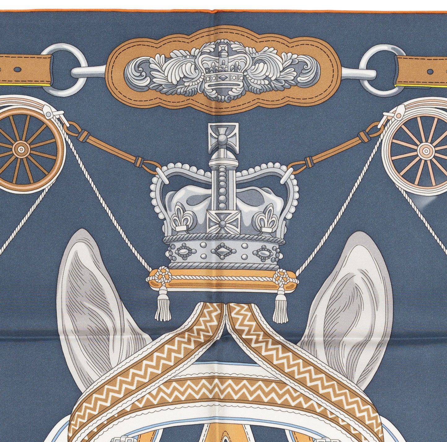 Hermes Silk Scarf Stately Wheels - Bleu Ardoise Blanc - NWSTS - 2604131738