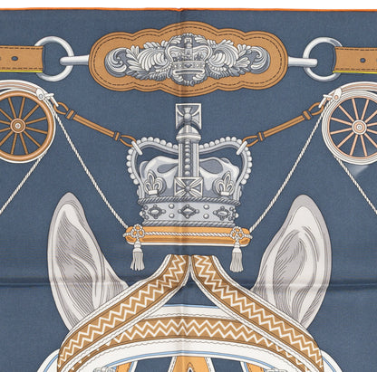 Hermes Silk Scarf Stately Wheels - Bleu Ardoise Blanc - NWSTS - 2604131738