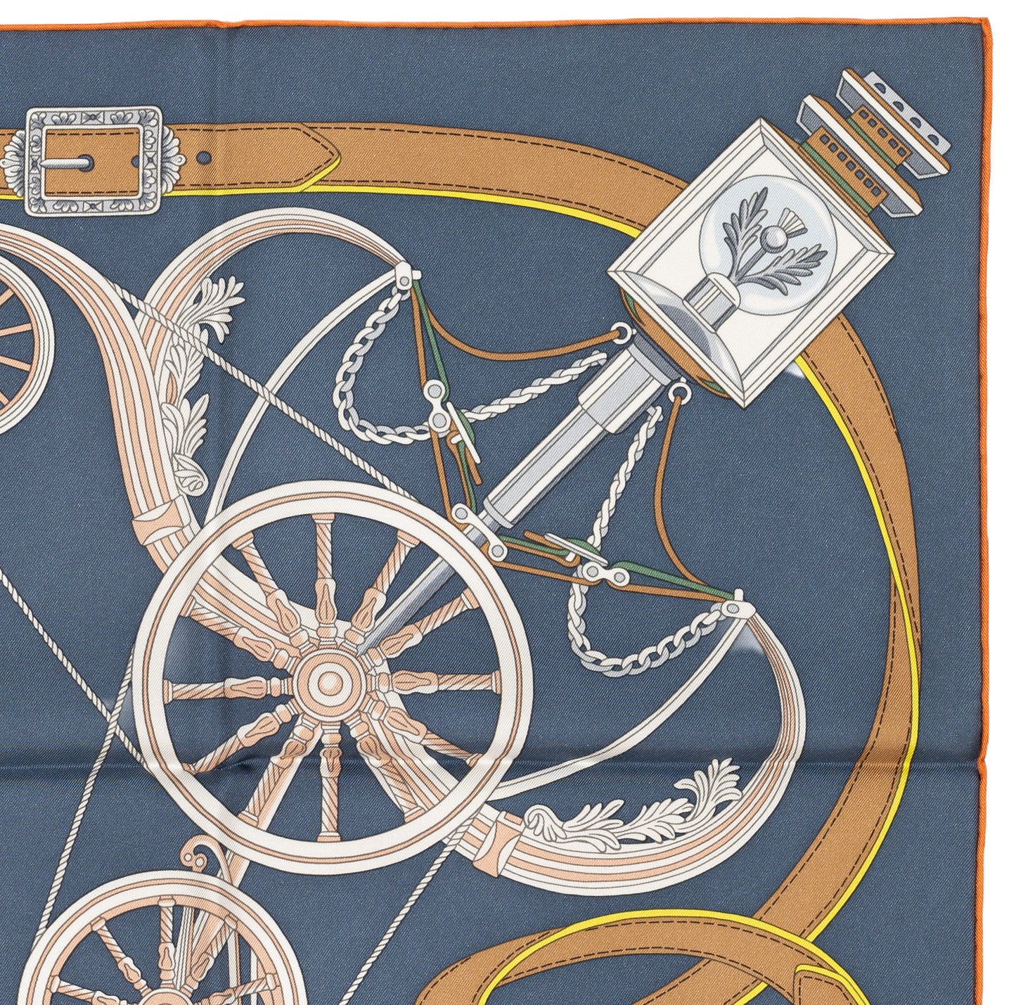 Hermes Silk Scarf Stately Wheels - Bleu Ardoise Blanc - NWSTS - 2604131738