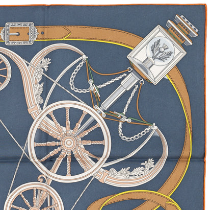 Hermes Silk Scarf Stately Wheels - Bleu Ardoise Blanc - NWSTS - 2604131738