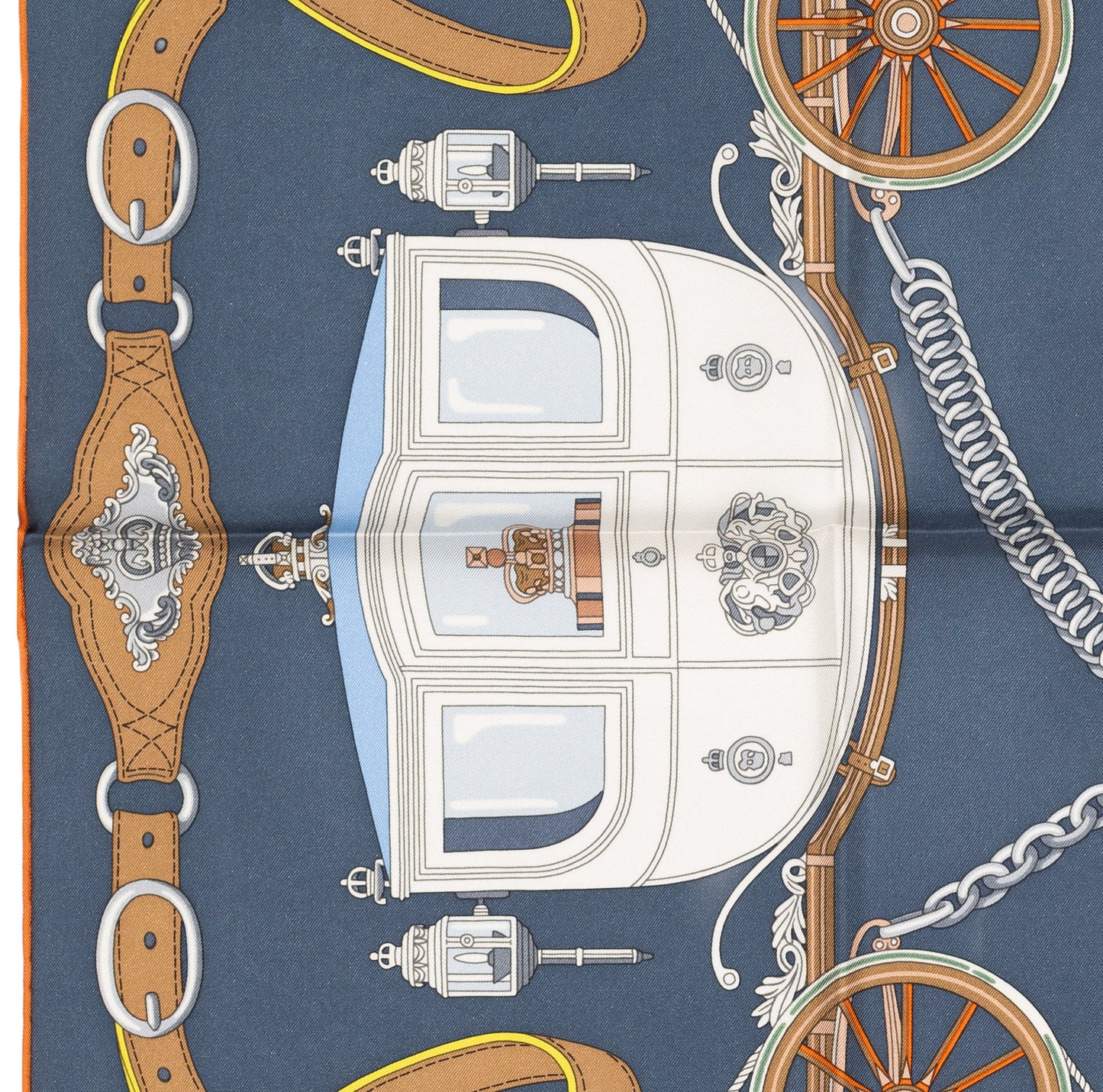 Hermes Silk Scarf Stately Wheels - Bleu Ardoise Blanc - NWSTS - 2604131738