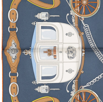 Hermes Silk Scarf Stately Wheels - Bleu Ardoise Blanc - NWSTS - 2604131738