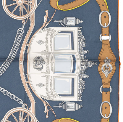 Hermes Silk Scarf Stately Wheels - Bleu Ardoise Blanc - NWSTS - 2604131738
