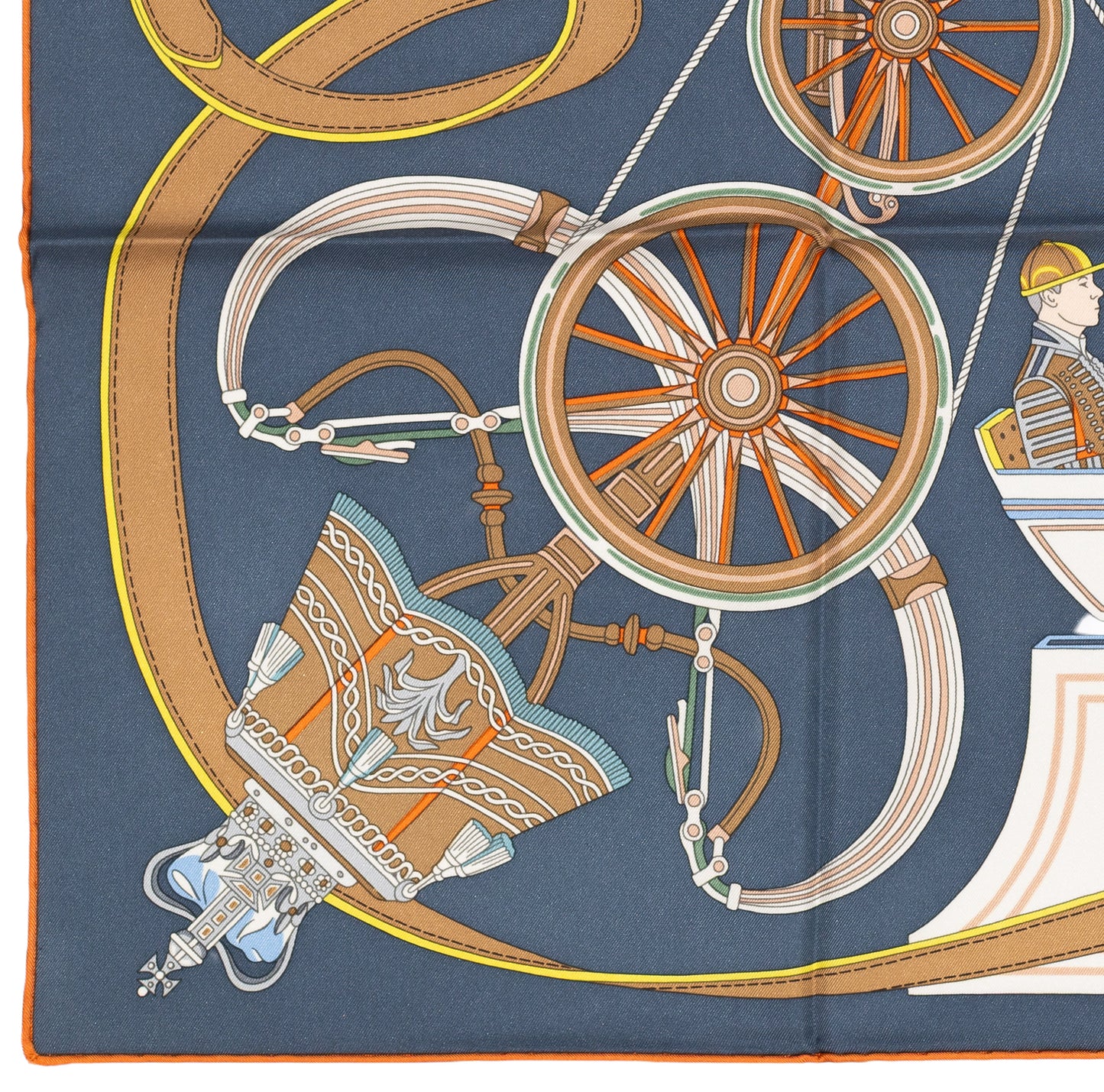 Hermes Silk Scarf Stately Wheels - Bleu Ardoise Blanc - NWSTS - 2604131738