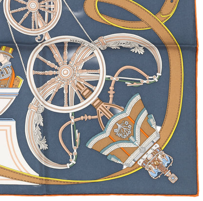 Hermes Silk Scarf Stately Wheels - Bleu Ardoise Blanc - NWSTS - 2604131738