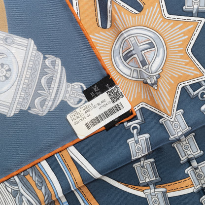 Hermes Silk Scarf Stately Wheels - Bleu Ardoise Blanc - NWSTS - 2604131738