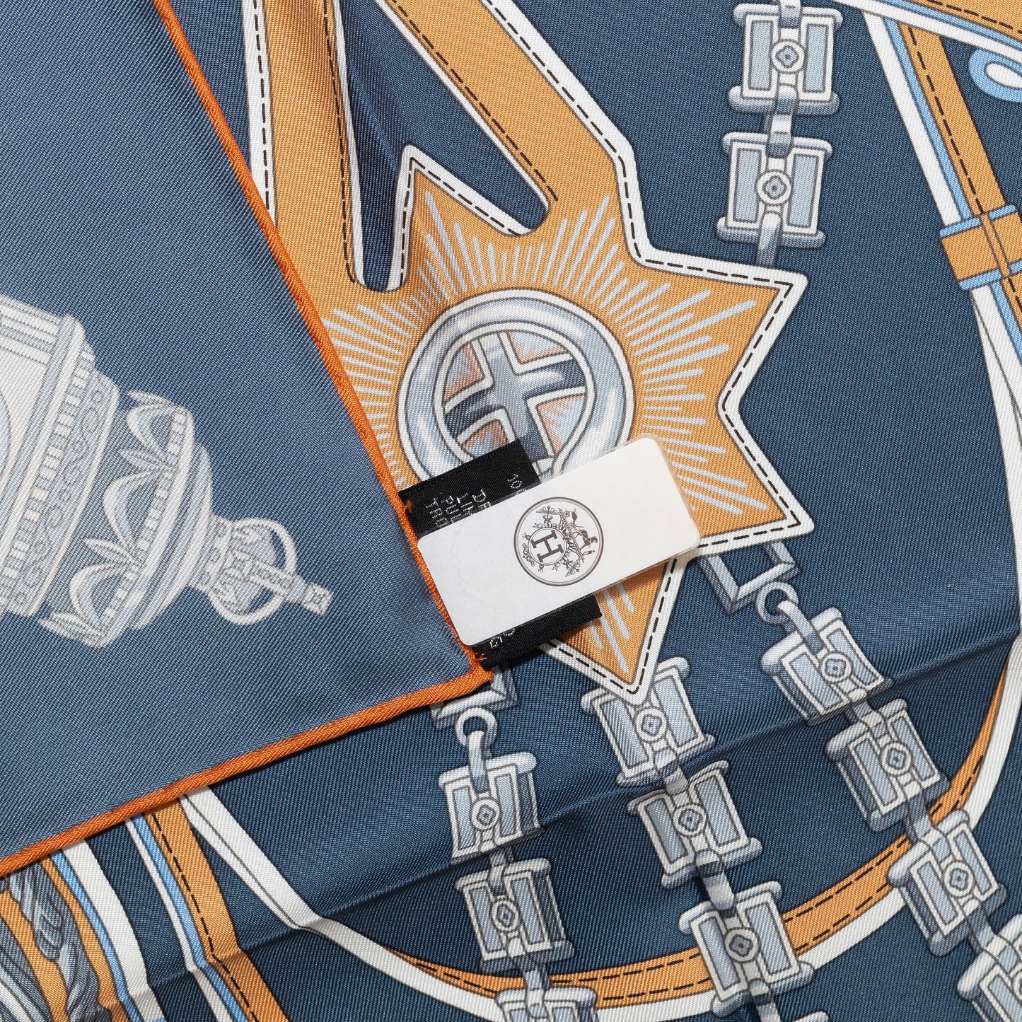Hermes Silk Scarf Stately Wheels - Bleu Ardoise Blanc - NWSTS - 2604131738