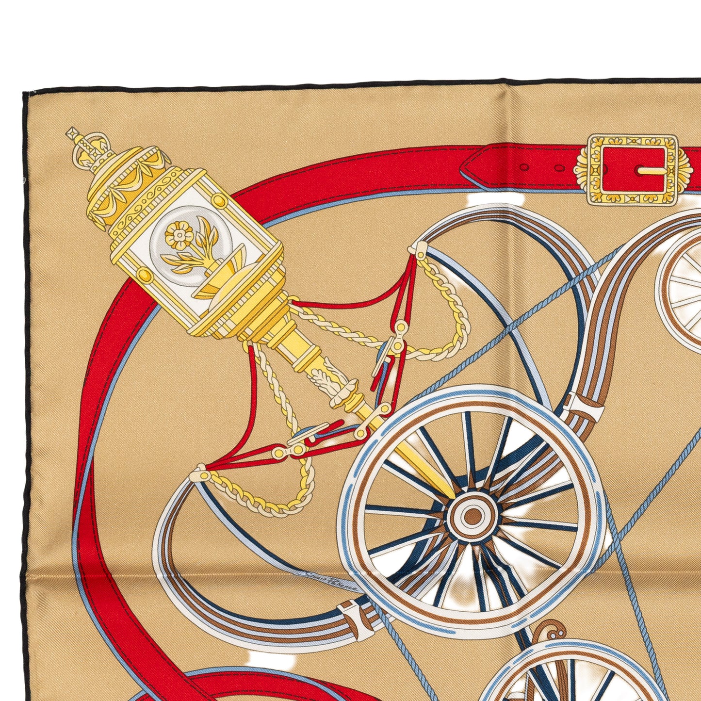 Hermes Silk Scarf - Stately Wheels - Sable Brun Rouge - New Store Tag - 2604131715