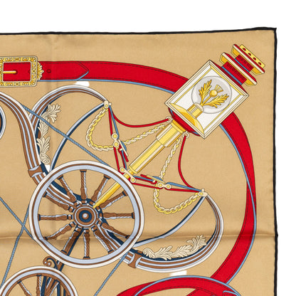 Hermes Silk Scarf - Stately Wheels - Sable Brun Rouge - New Store Tag - 2604131715