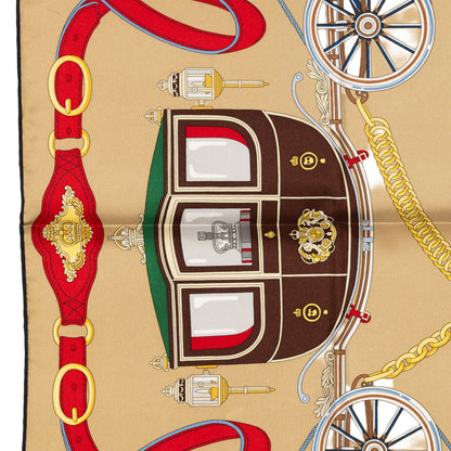 Hermes Silk Scarf - Stately Wheels - Sable Brun Rouge - New Store Tag - 2604131715