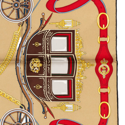 Hermes Silk Scarf - Stately Wheels - Sable Brun Rouge - New Store Tag - 2604131715