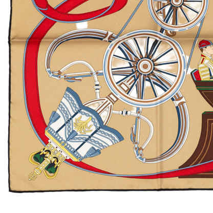 Hermes Silk Scarf - Stately Wheels - Sable Brun Rouge - New Store Tag - 2604131715
