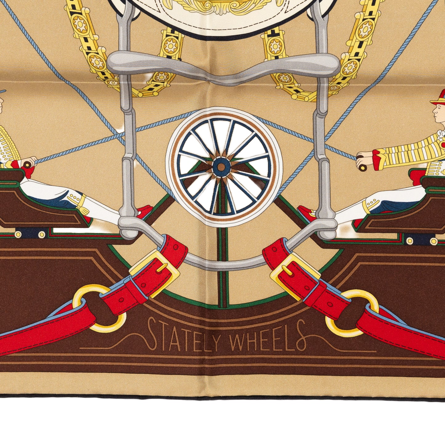 Hermes Silk Scarf - Stately Wheels - Sable Brun Rouge - New Store Tag - 2604131715