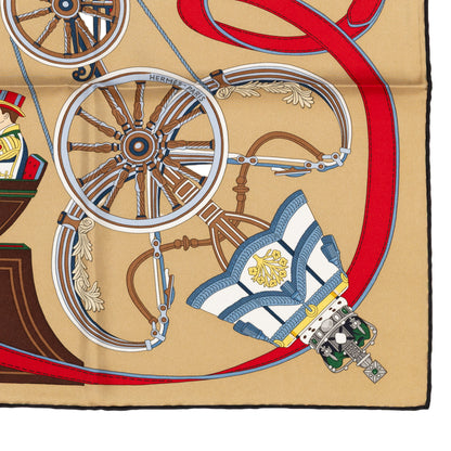 Hermes Silk Scarf - Stately Wheels - Sable Brun Rouge - New Store Tag - 2604131715