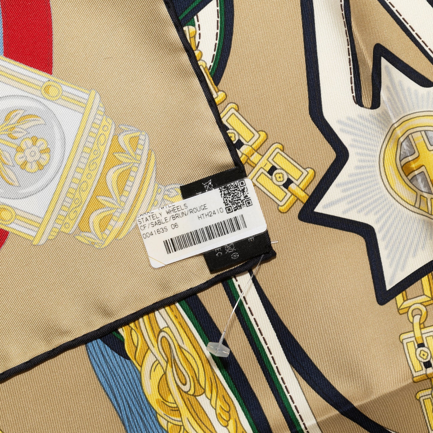 Hermes Silk Scarf - Stately Wheels - Sable Brun Rouge - New Store Tag - 2604131715