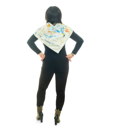 Hermes Scarf 90 Sur Mon Nuage - Creme Bleu Clair Marine - NWSTS - 2503081539