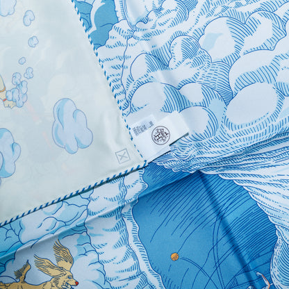 Hermes Scarf 90 Sur Mon Nuage - Creme Bleu Clair Marine - NWSTS - 2503081539