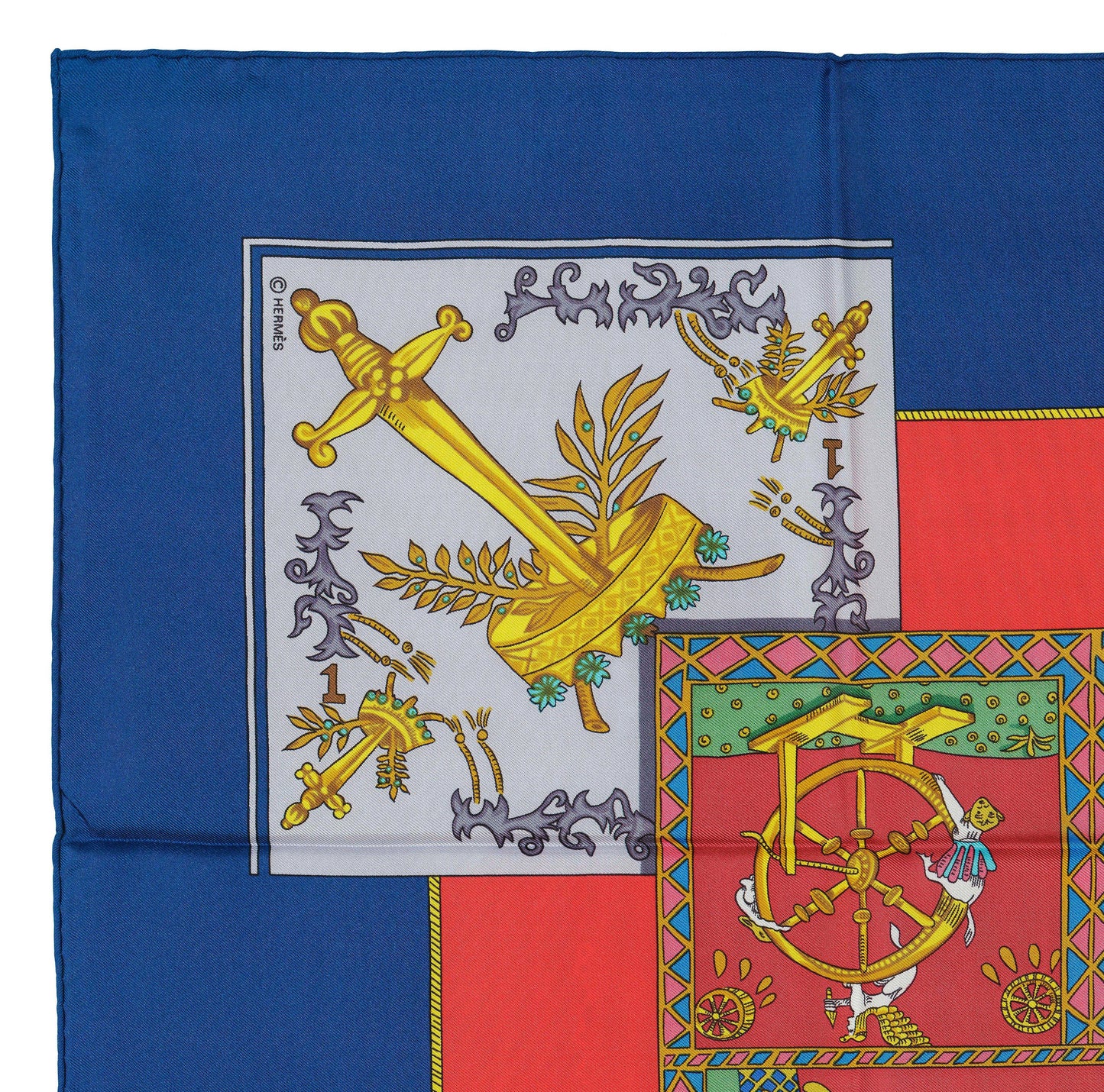 Hermes Silk Scarf Tarot – Blue Red Multicolor – EXCWCT – 1405302316