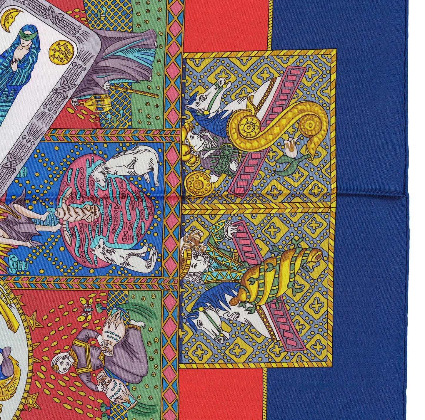 Hermes Silk Scarf Tarot – Blue Red Multicolor – EXCWCT – 1405302316