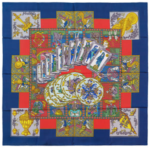 Hermes Silk Scarf Tarot – Blue Red Multicolor – EXCWCT – 1405302316