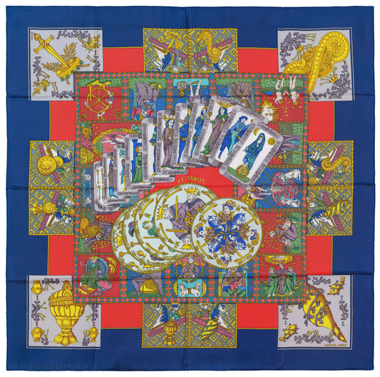Hermes Silk Scarf Tarot – Blue Red Multicolor – EXCWCT – 1405302316
