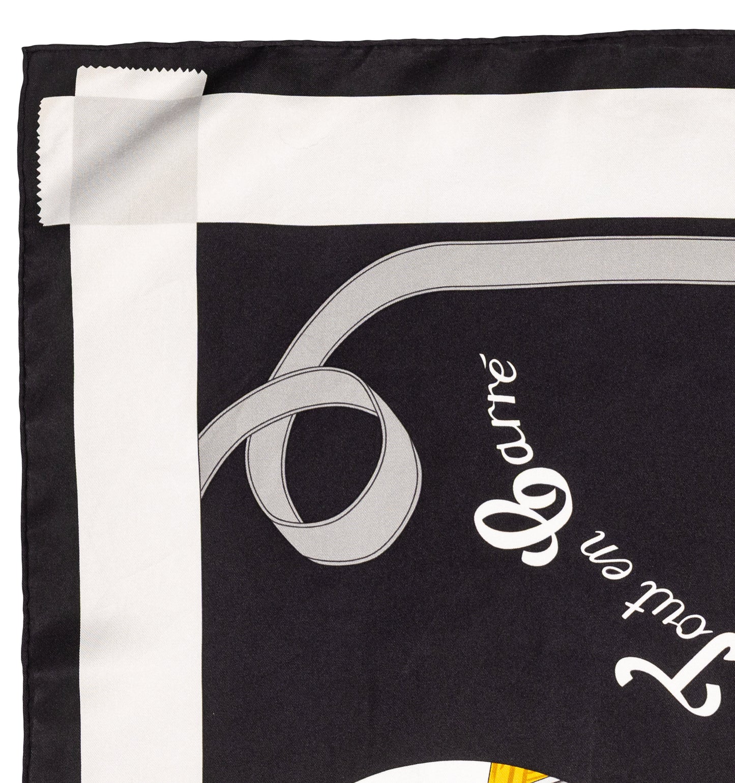Hermes Scarf 90 Tout En Carré - Noir Ivoire Excellent Condition Care tag