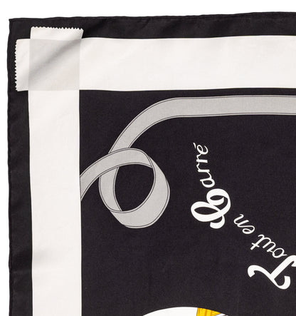 Hermes Scarf 90 Tout En Carré - Noir Ivoire Excellent Condition Care tag