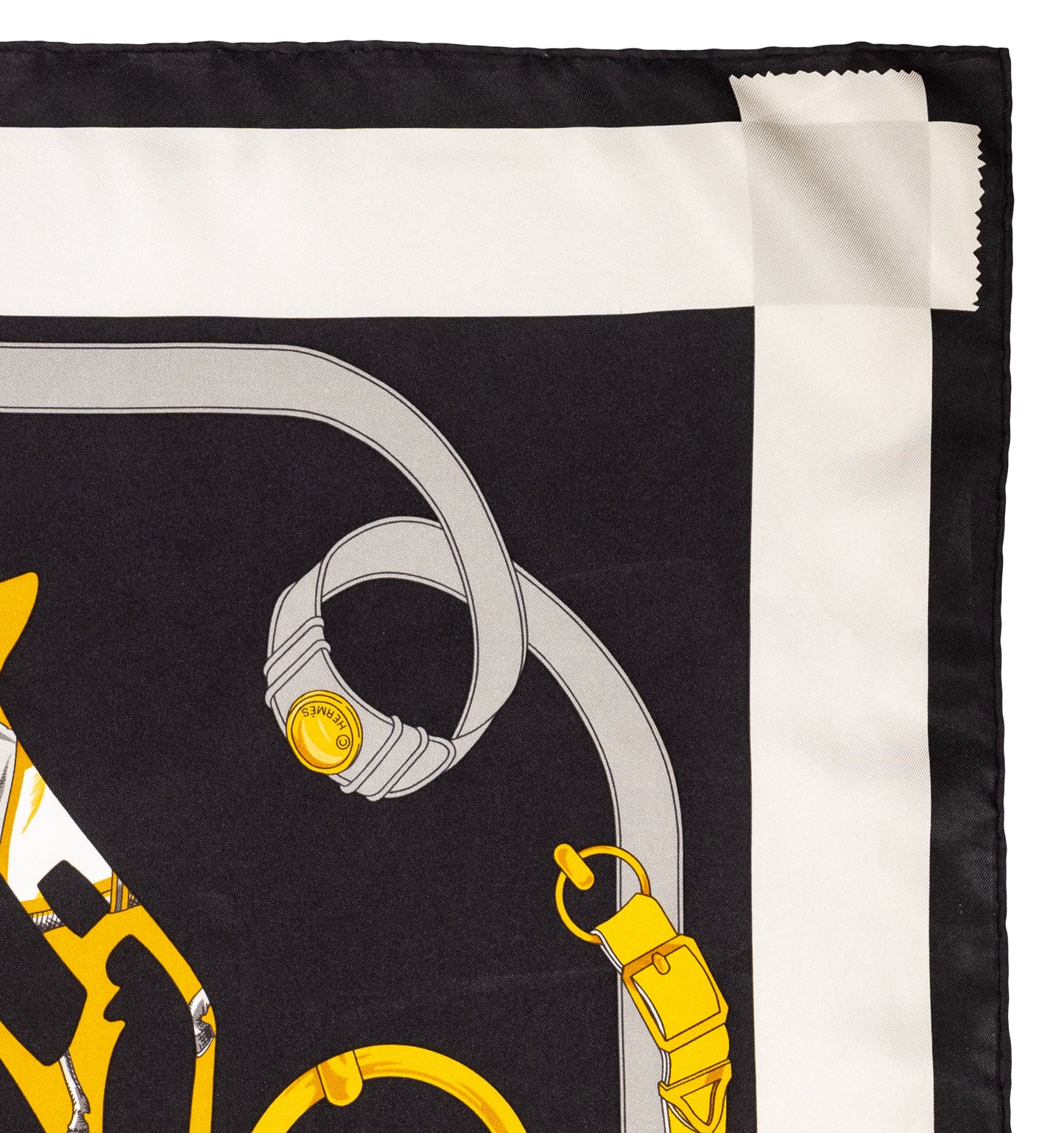 Hermes Scarf 90 Tout En Carré - Noir Ivoire Excellent Condition Care tag