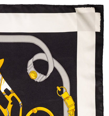 Hermes Scarf 90 Tout En Carré - Noir Ivoire Excellent Condition Care tag