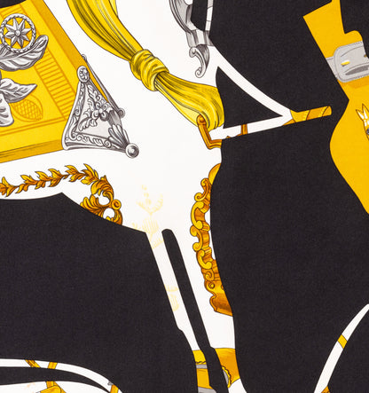 Hermes Scarf 90 Tout En Carré - Noir Ivoire Excellent Condition Care tag