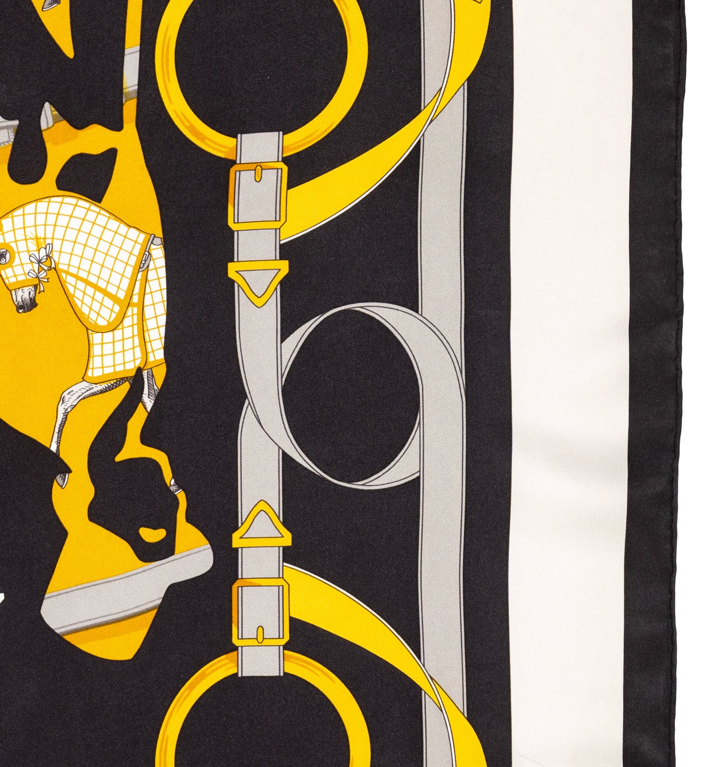 Hermes Scarf 90 Tout En Carré - Noir Ivoire Excellent Condition Care tag