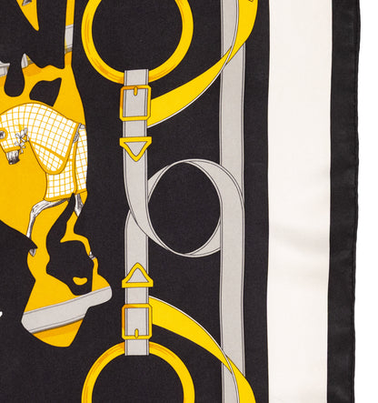 Hermes Scarf 90 Tout En Carré - Noir Ivoire Excellent Condition Care tag