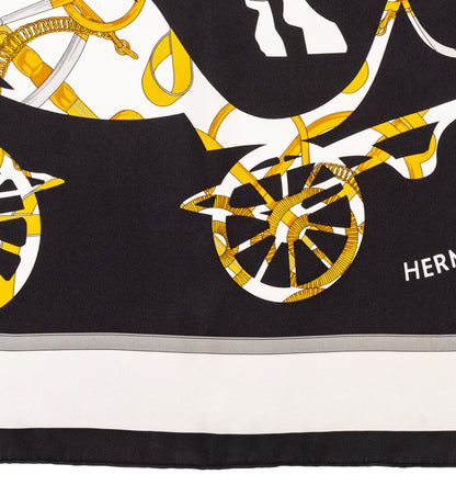 Hermes Scarf 90 Tout En Carré - Noir Ivoire Excellent Condition Care tag