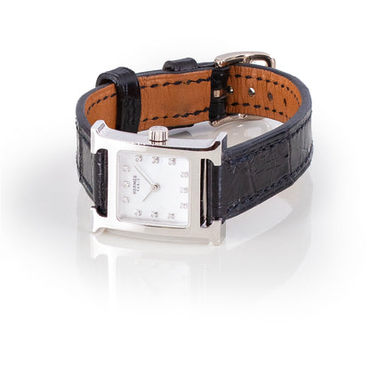 Hermes Watch Heure MINI Lady Gold 950 - Diamonds - Croco NWOTS - 2401141423
