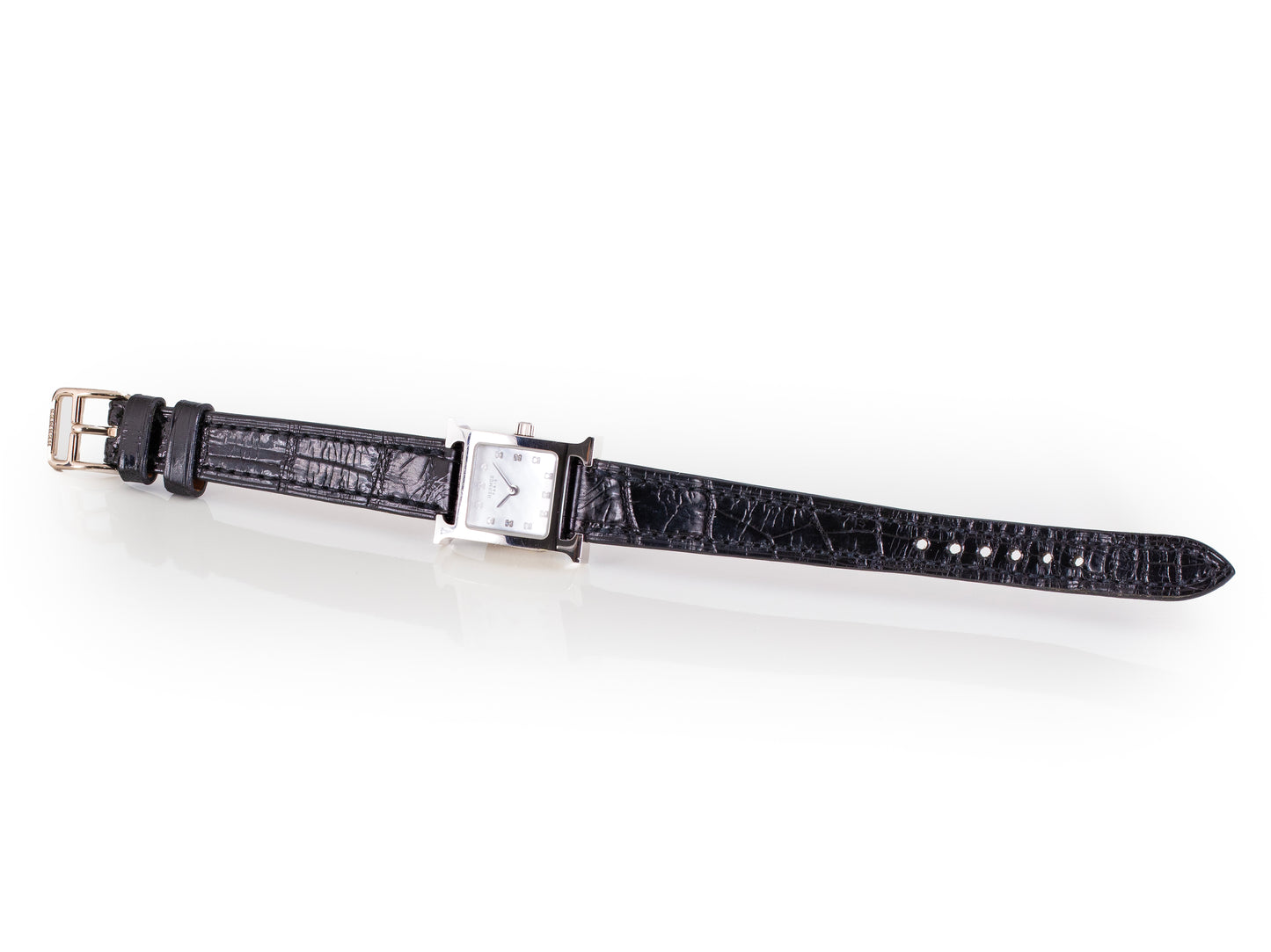 Hermes Watch Heure MINI Lady Gold 950 - Diamonds - Croco NWOTS - 2401141423