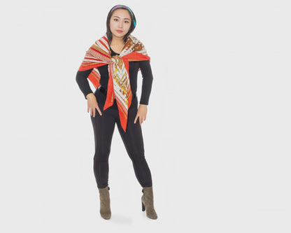 Hermès Coaching Deja Vu - CS140 - Orange Blanc Beige Dore - New With Care Tag