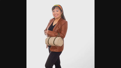 Hermes Polochon Bag 30cm - Canvas Natural/ Leather New